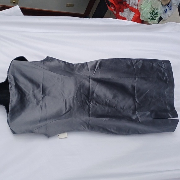 NWT BROOKS BROTHERS Dress Gray Silk Satin Sz 12, Side Zip, 20" PTP, 37" lg L - Picture 5 of 8